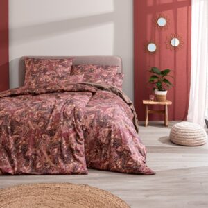 Estella Mako-Satin Bettwäsche 155x220 Tiberio bordeaux lachs Paisley 7572-955 EAN:4053912382685