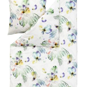 Estella Mako-Satin Bettwäsche 155x220 Hilaria Blumen Blätter Aquarell 4792-985 EAN:4053912430249