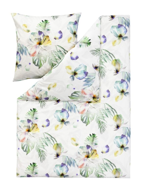 Estella Mako-Satin Bettwäsche 155x220 Hilaria Blumen Blätter Aquarell 4792-985 EAN:4053912430249