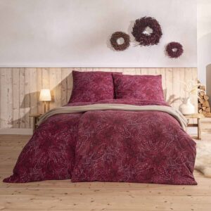 Estella Samt + Seide Flanell Bettwäsche 155x220 Paola purpur Paisley rot 5454... EAN:4053912443775