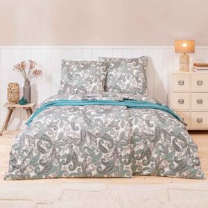 Estella Mako Jersey Bettwäsche 155x220 Amadeus mint Paisley ecru 6955-520 EAN:4053912474144