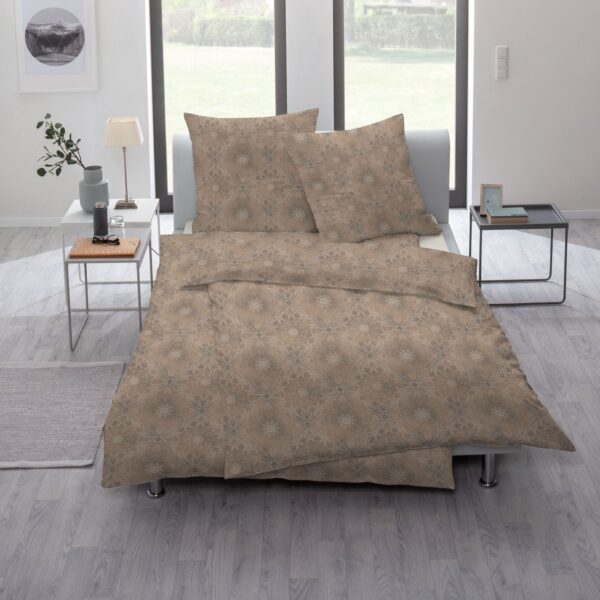 Estella Mako Jersey Bettwäsche 135x200 Amalie schoko Ornamente natur 6893-385 EAN:4053912486758