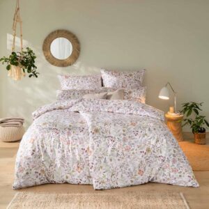 Estella Schweizer Premium Satin Bettwäsche 155x220 Clara Blüten Zweige natur ... EAN:4053912493091