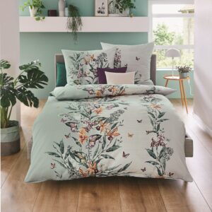 kaeppel Mako-Satin Bettwäsche 155x220 Chloe mint Wende Blumenranke 236-653 EAN:4054141097852