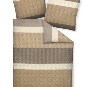 Janine Moments Mako-Satin Bettwäsche 200x200 Streifen milchkaffee braun 98072-7 EAN:4065334018219