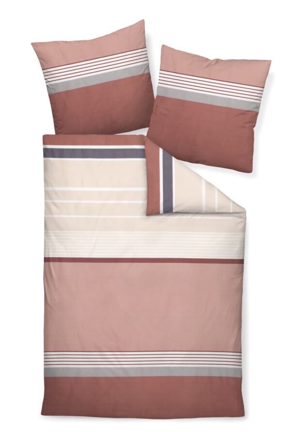 Janine J.D. Mako-Satin Bettwäsche 200x200 Streifen burgund rose 87066-05 EAN:4065334018813