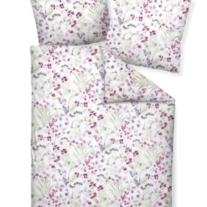 Janine Moments Mako-Satin Bettwäsche 155x220 Streublümchen rosa lila 98078-01 EAN:4065334044591