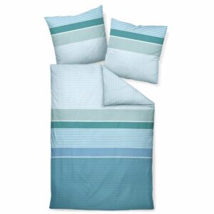 Janine J.D. Mako-Satin Bettwäsche 155x220 Streifen grün blau grau 87074-06 EAN:4065334046199