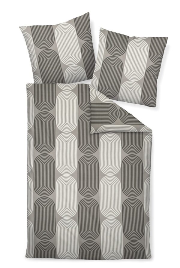 Janine J.D. Mako-Satin Bettwäsche 200x220 Retro Spiralen grau creme braun 870... EAN:4065334059366