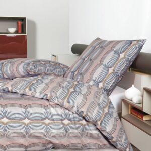 Janine Moments Mako-Satin Bettwäsche 135x200 Wellen Spirale rosa blau 98086-01 EAN:4065334062502