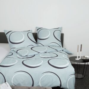 Janine J.D. Mako-Satin Bettwäsche 135x200 Kreise hellblau dampfsilber 87083-08 EAN:4065334079005