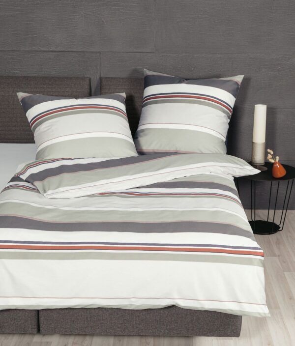 Janine J.D. Mako-Satin Bettwäsche 155x220 Streifen naturell grau siena 87090-07 EAN:4065334091861