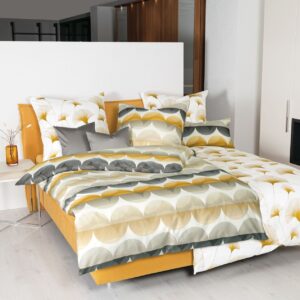 Janine Moments Mako-Satin Bettwäsche 135x200 Wellen honig sand grau 98092-3 EAN:4065334091946