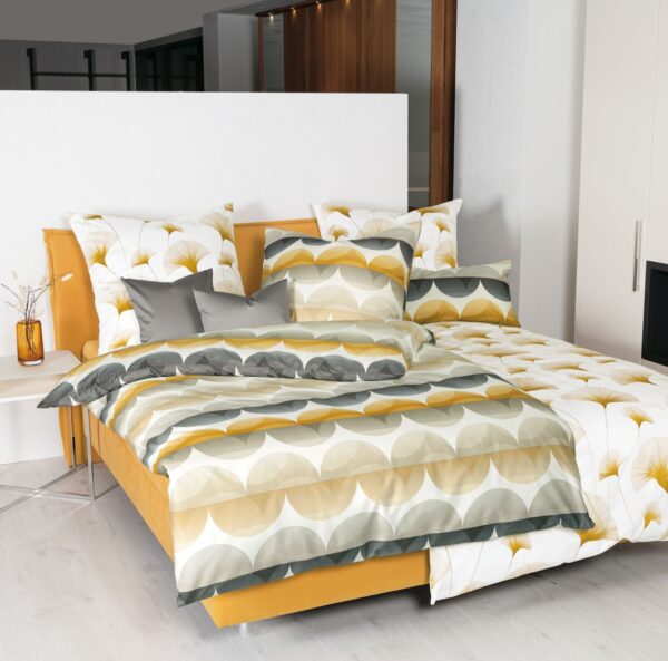 Janine Moments Mako-Satin Bettwäsche 155x220 Wellen honig sand grau 98092-3 EAN:4065334091984