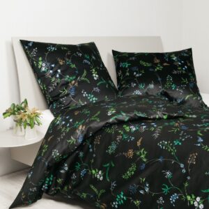 Janine Moments Mako-Satin Bettwäsche 155x220 Blütenzweige Gräser schwarz 98094-8 EAN:4065334092134