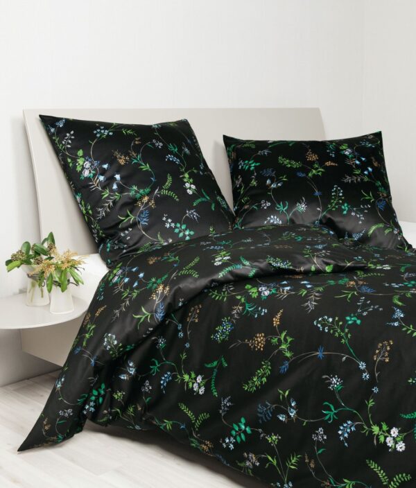 Janine Moments Mako-Satin Bettwäsche 155x220 Blütenzweige Gräser schwarz 98094-8 EAN:4065334092134