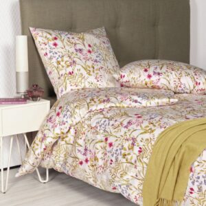 Janine Moments Mako-Satin Bettwäsche 135x200 Wiesenblumen lila rosa grün 98097-1 EAN:4065334092356