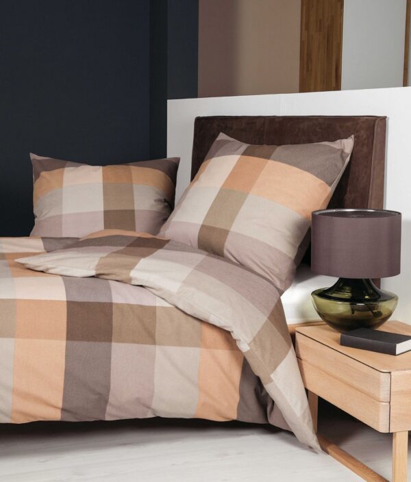 Janine Biber Bettwäsche Davos 135x200 Karo beige karamell braun sand 65131-07 EAN:4065334092394