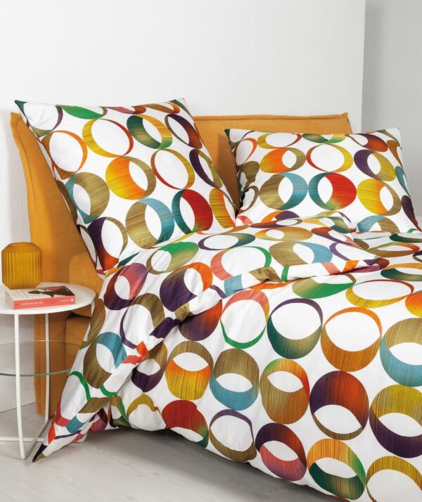 Janine Modern Art Mako-Satin Bettwäsche 155x220 Retro Spiralen Kreise bunt 42... EAN:4065334093698