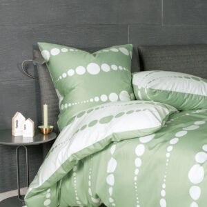 Janine J.D. Mako-Satin Bettwäsche 155x220 Punkte Wende weiß grün 87091-06 EAN:4065334105896