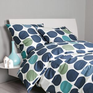 Janine J.D. Mako-Satin Bettwäsche 200x200 Punkte Tropfen Retro blau grün 87093-2 EAN:4065334106183