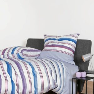 Janine J.D. Mako-Satin Bettwäsche 155x220 Streifen blau lila weiß 87094-05 EAN:4065334106312