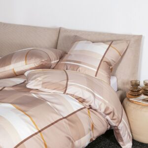 Janine Moments Mako-Satin Bettwäsche 240x220 Karo Streifen walnuss sand 98106-07 EAN:4065334107111