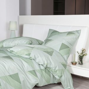 Janine J.D. Mako-Satin Bettwäsche 135x200 Rauten Dreieck lind grün weiß 87065-06 EAN:4065334107678