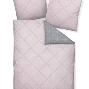 Janine Biber 1B-Bettwäsche 135x200 Davos 65026-01 Wende Rauten grau rosa EAN: