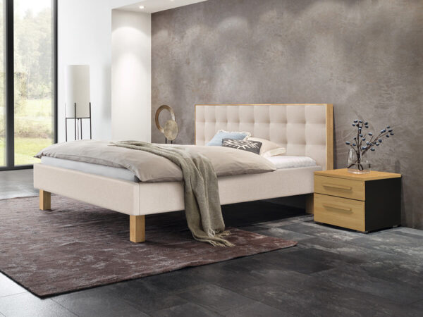 Hasena Pronto Polsterbett Noah Eiche bright geölt (74) Stoff Pepe beige (327) 140 x 200 cm 25 cm EAN:7618756421869