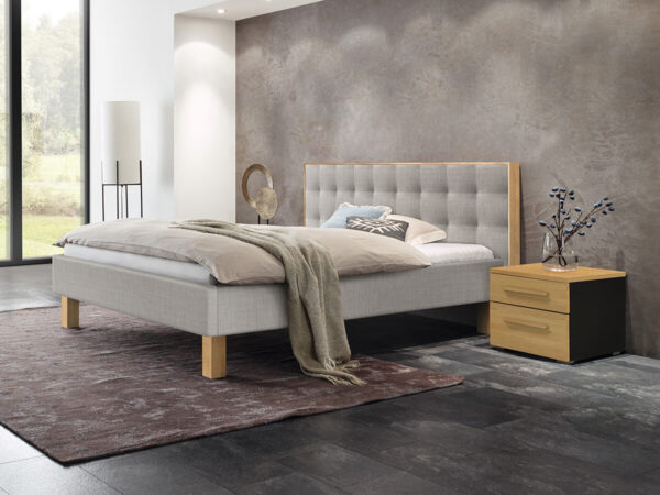 Hasena Pronto Polsterbett Noah Eiche bright geölt (74) Stoff Pepe grey (335) 140 x 200 cm 25 cm EAN:7618756421876