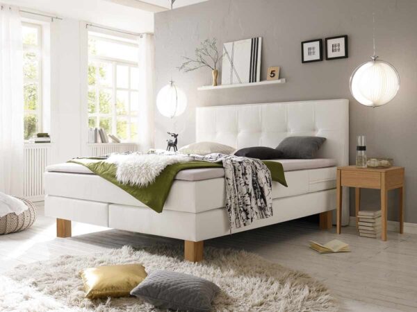 Hasena Boxspringbett Lodge Pronto Kunstleder Express white (323) Eiche bianco