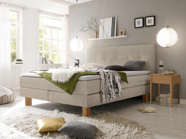 Hasena Boxspringbett Lodge Pronto Stoff Pepe beige (327) Eiche bianco