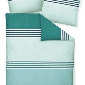 Janine Satin 1B-Bettwäsche 155x220 Streifen mint petrol blau 87063-06 EAN: