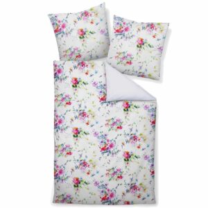 Janine Satin 1B-Bettwäsche 135x200 Blumen Auqarell bunt Wende EAN: