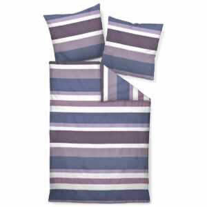 Janine Satin 1B-Bettwäsche 155x220 Streifen blau grau lila 87069-05 EAN: