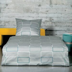 Janine Satin 1B-Bettwäsche 135x200 Karo Rechtecke modern silber 95002-08 EAN: