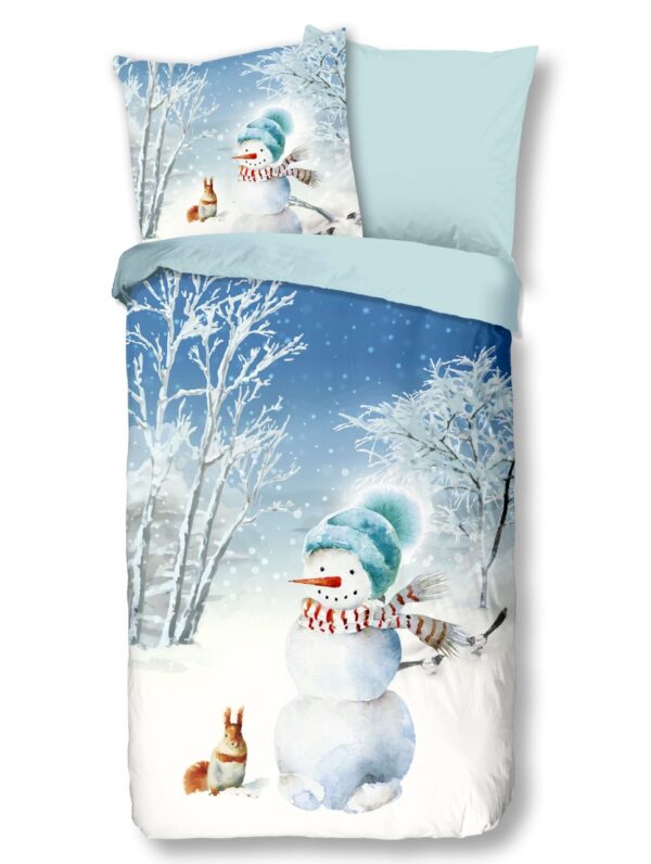 Good Morning Kids Flanell Bettwäsche 135x200 Cold Winter Schneemann kalt blau... EAN:8717285176277