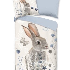 Good Morning Kinder Bettwäsche 135x200 Ravi Hase Wende hellblau braun-grau 30724 EAN:8717285217444