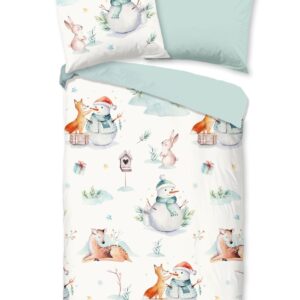 Good Morning Kids Flanell Bettwäsche 135x200 Magic Winter Schnee hellblau 30963 EAN:8717285232041