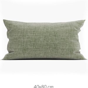 2 Stück Zo! Home Cotton Kissenbezüge 40x80 Lino Army green moosgrün meliert uni EAN:8718518252867