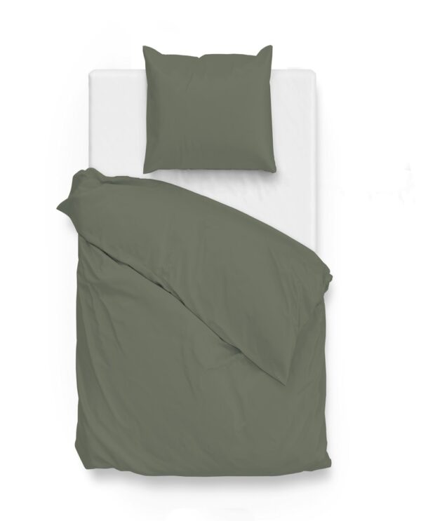 Zo! Home Mako-Satin Bettwäsche 155x220 cm Satinado uni Army green dunkelgrün EAN:8718518255264