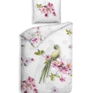 Heckett & Lane Mako-Satin Eco Bettwäsche 135x200 Macy Papagei Blüte Knospen g... EAN:8718518257114