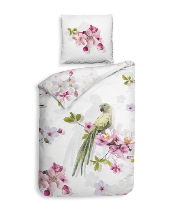 Heckett & Lane Mako-Satin Eco Bettwäsche 135x200 Macy Papagei Blüte Knospen g... EAN:8718518257114