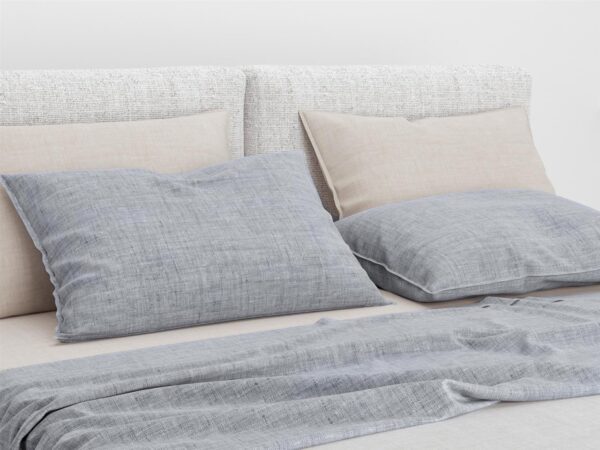 2 Stück Zo! Home Cotton Kissenbezüge 40x80 Lino Denim Drift blaugrau meliert uni EAN:8718518260732