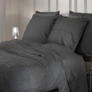 Heckett & Lane Mako-Satin Bettwäsche 135x200 Diamante Classic Anthrazit grau ... EAN:8718518283038