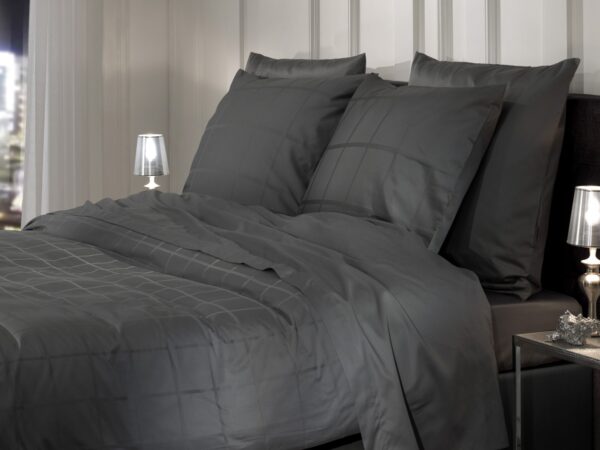 Heckett & Lane Mako-Satin Bettwäsche 135x200 Diamante Classic Anthrazit grau ... EAN:8718518283038