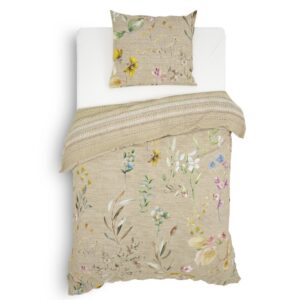 Heckett & Lane Mako-Satin Eco Bettwäsche 155x220 Agnes multi Gräser Beeren beige EAN:8718518301923