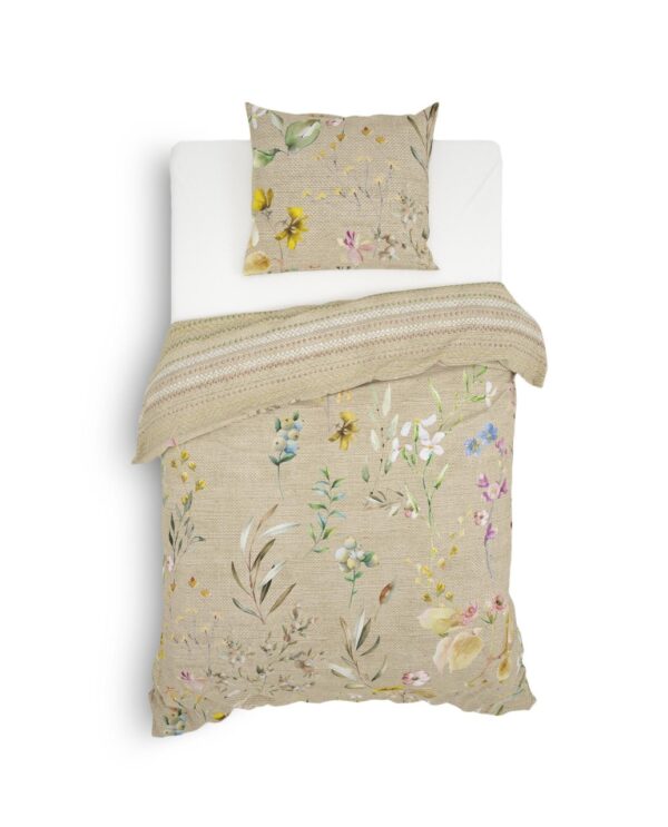 Heckett & Lane Mako-Satin Eco Bettwäsche 155x220 Agnes multi Gräser Beeren beige EAN:8718518301923