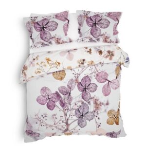 Heckett & Lane Mako-Satin Bettwäsche 135x200 Brigitte Floral pink Blätter Ranken EAN:8718518323772